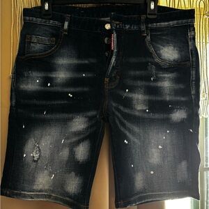DSQUARED2 Men's Black Distressed Denim Shorts